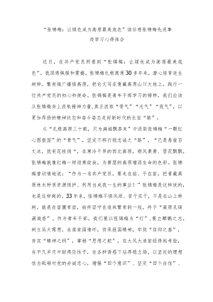 “张锦梅：让绿色成为高原最美底色”读后感张锦梅先进事迹学习心得体会3篇.docx