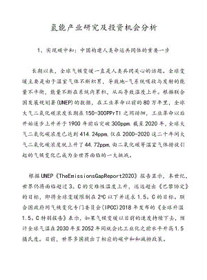 氢能产业研究及投资机会分析.docx