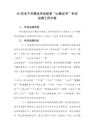 关于开展技术技能类“山寨证书”专项治理工作方案.docx