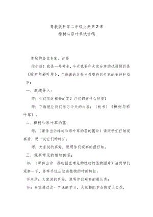 粤教二上科学第2课樟树与彩叶草试讲稿.docx