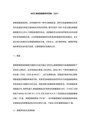 2022肺肠型腺癌研究进展（全文）.docx