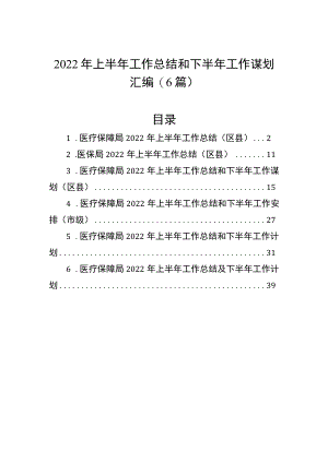 2022上半工作总结和下半工作谋划汇编（6篇）.docx