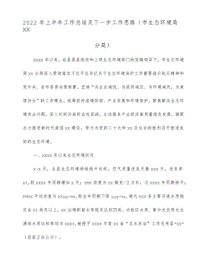 2022上半工作总结及下一步工作思路（市生态环境局xx分局）.docx