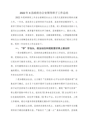 2022X县政府办公室领导班子工作总结(1).docx