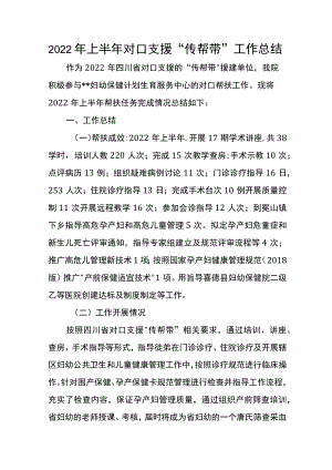 2022上半对口支援“传帮带”工作总结.docx