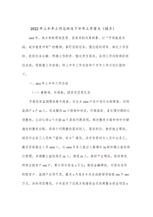 2022上半工作总结及下半工作重点（镇乡）.docx