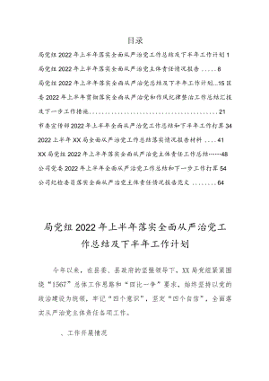 2022上半落实从严治党工作总结及下半计划【共10篇】.docx