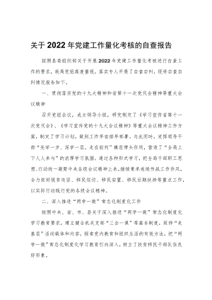 关于2022党建工作量化考核的自查报告.docx