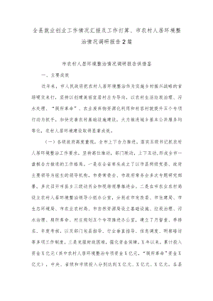 全县就业创业工作情况汇报及工作打算、市农村人居环境整治情况调研报告2篇.docx