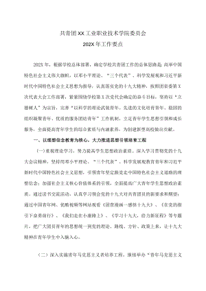 共青团XX工业职业技术学院委员会202X工作要点.docx