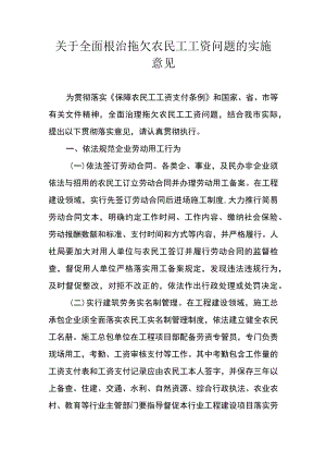 关于全面根治拖欠农民工工资问题的实施意见.docx