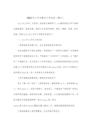 2022上半重点工作总结（镇乡）.docx
