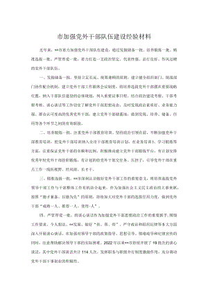 市加强党外干部队伍建设经验材料.docx