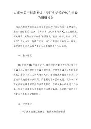 办事处关于探索推进“美好生活综合体”建设的调研报告.docx