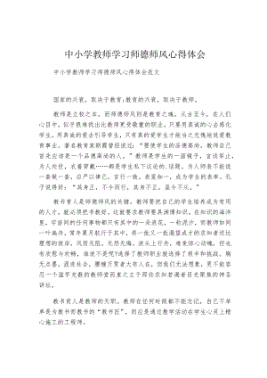 中小学教师学习师德师风心得体会.docx