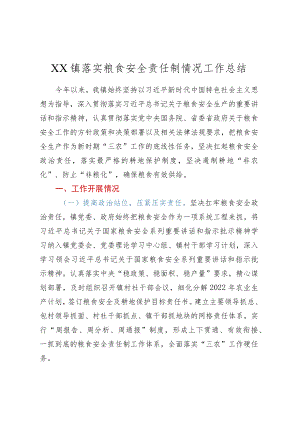 XX镇落实粮食安全责任制情况工作总结.docx