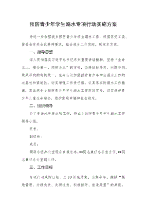 预防青少年学生溺水专项行动实施方案.docx
