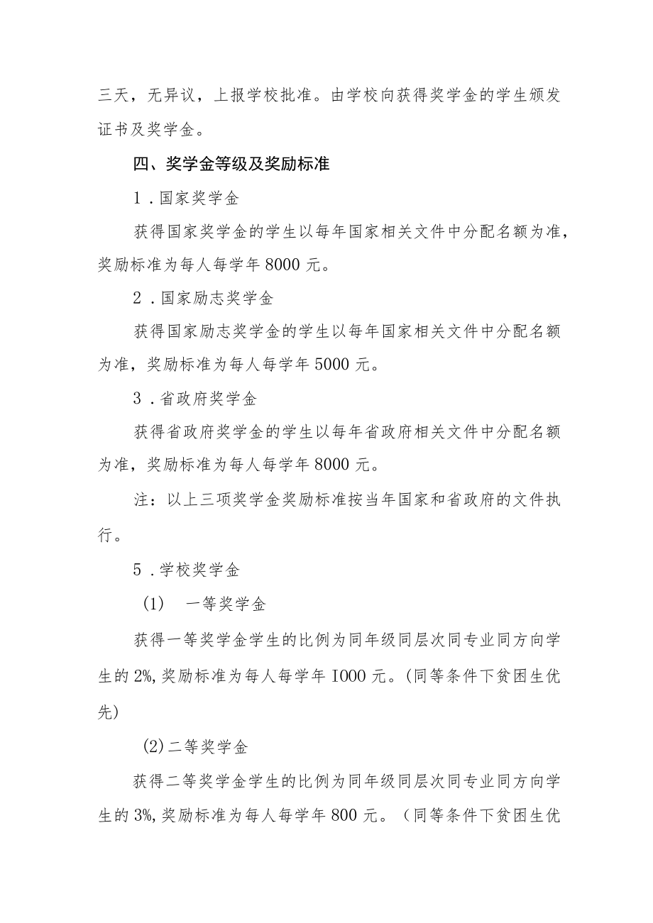 职业学院学生奖学金实施办法.docx_第3页