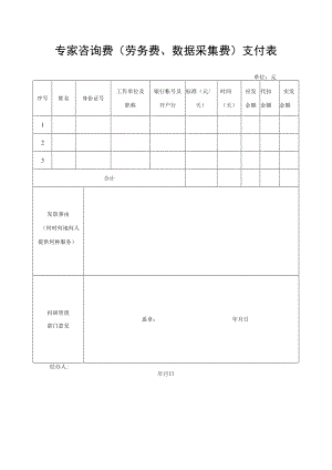 专家咨询费（劳务费、数据采集费）支付表.docx