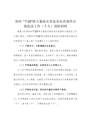 郑州“7.20”特大暴雨灾害追责问责案件以案促改工作(个人)剖析材料.docx