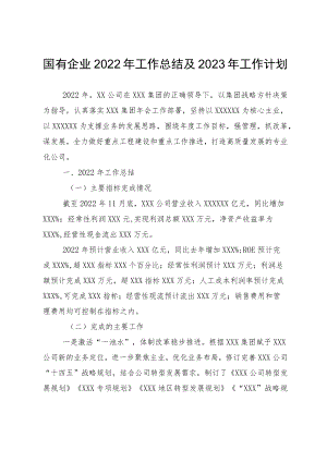 国有企业2022年工作总结及2023年工作计划.docx