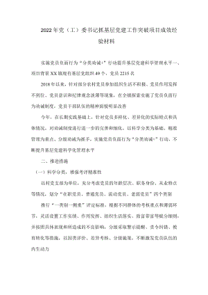 2022年党（工）委书记抓基层党建工作突破项目成效经验材料.docx