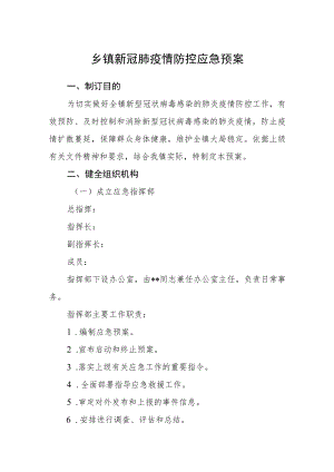 乡镇新冠肺疫情防控应急预案.docx