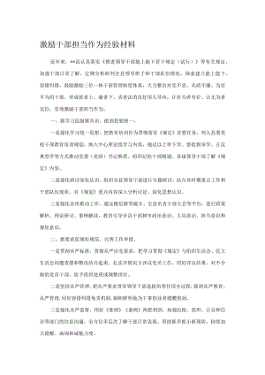 激励干部担当作为经验材料.docx