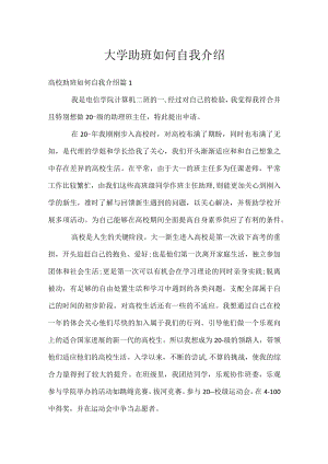 大学助班如何自我介绍.docx