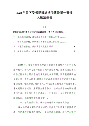 2022年县区委书记推进法治建设第一责任人述法报告.docx