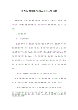 xx乡自然资源所20xx半年工作总结.docx