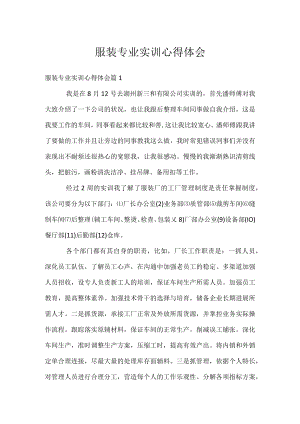 服装专业实训心得体会.docx