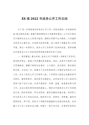 XX镇2022年政务公开工作总结.docx