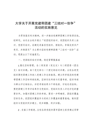 大学关于开展党建带团建“三结对一创争”活动的实施意见.docx