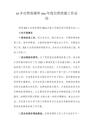 xx乡自然资源所20xx年度自然资源工作总结.docx