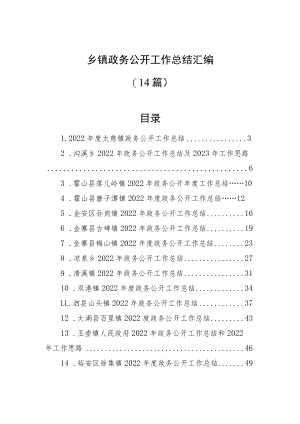 【精品文档】(14篇)2022年乡镇政务公开工作总结汇编.docx