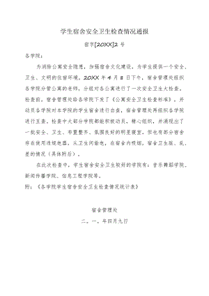 学生宿舍安全卫生检查情况通报.docx