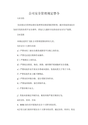 公司安全管理规定禁令.docx