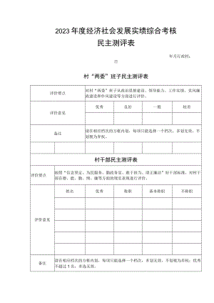 2023年度经济社会发展实绩综合考核民主测评表.docx