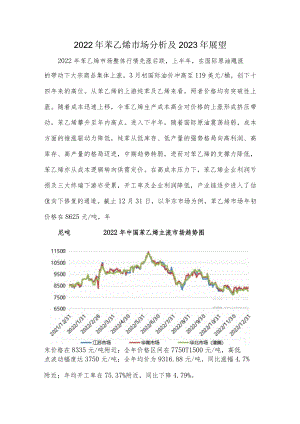 2022年苯乙烯市场分析及及2023年展望.docx