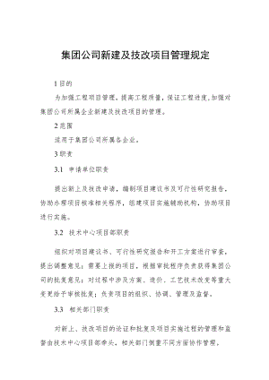 集团公司新建及技改项目管理规定.docx