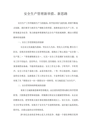XX公司安全生产管理新举措、新思路.docx