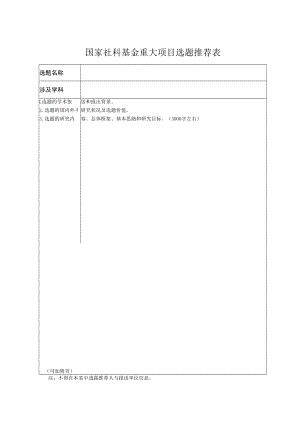 国家社科基金重大项目选题推荐表.docx
