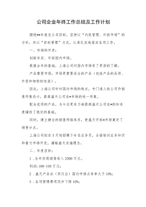 公司企业年终工作总结及工作计划.docx
