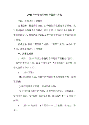 2023年小学教师寒假分层读书方案.docx