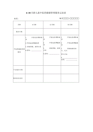 6～18月龄儿童中医药健康管理服务记录表.docx
