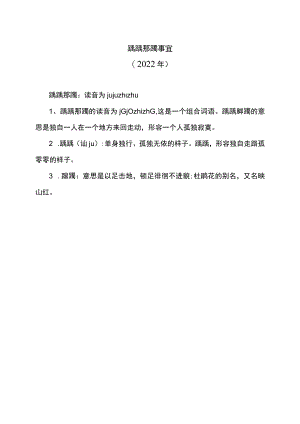 踽踽踯躅事宜（2022年）.docx
