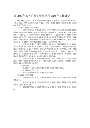 镇2022年政务公开工作总结和2023年工作计划.docx