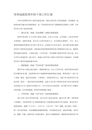 培养选拔优秀年轻干部工作汇报.docx