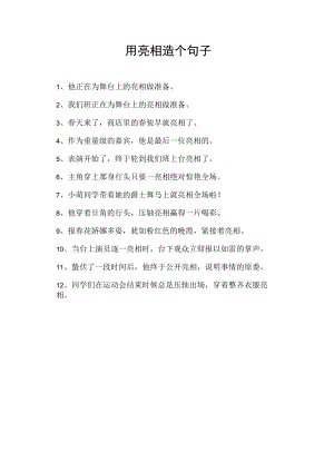 用亮相造个句子.docx